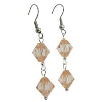 Peach Crystals Earrings Dollare Earrings Simulated Peach Bicone Crystals Earrings Dainty Dollar Earrings