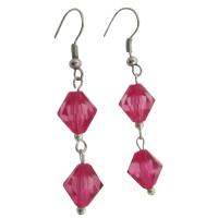 Only A Dollar Earrings Simulated Crystals Bicone Earrings Fuschia Crystals Earrings