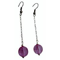 Acrylic Bead Jewelry Dollar Earrings Light Purple Ball Bead Earrings Sleek Dainty Dollar Dangling 