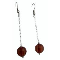 Brown Bead Jewelry Cheap Earrings Dark Brown Acrylic Bead With Dangling Chain High Quality Only For Dollar 