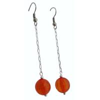 Sexy Orange Dollar Earrings Round Orange Ball Bead With Chain Dangling Smashiong Dollar Earrings 