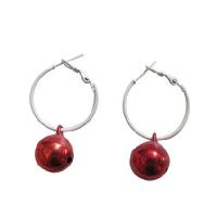 Christmas Jingle Bell Jewelry Affordable Cheap Dollar Earrings White Hoop Earrings Red Jingle Bell Dangling Earring