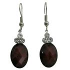 Jasper stone Colored Oval Bead Decorated with 3 Simulated Diamond On The Top Ethnic Dollar Earrings