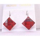 Passionate Red Dollar Earrings Romantic Red Diamdond Shapped Earrings Dollar Earrings