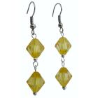 Yellow Lime Crystals Dollar Earring Simulated Crystals Bicone Earrings