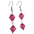 Only A Dollar Earrings Simulated Crystals Bicone Earrings Fuchsia Crystals Earrings