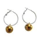 Golden Bead Dangling Hoope Earrings Dollar Jewelry White Hoop Golden Jingle Bell Dangling Very Beautiful $1 Earring