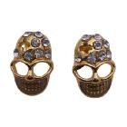 Gold Skull Head Earrings with Clear Stud Decorated Earrings