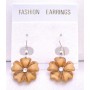 Shaded Topaz Enamel Brown Flower Earrings w/ CZ Dollar Earrings