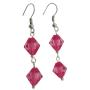 Only A Dollar Earrings Fuchsia Simulated Bicone Crystals Earrings