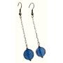 Dangling Chain Earrings Blue Acrylic Bead Nice Blue Dollar Earrings