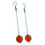 Sexy Orange Dollar Earrings Round Orange Ball Bead w/ Chain Dangling