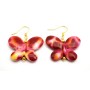 Charitable Jewelry Butterfly In Pink Yellow Shaded Gold Hook Earrings