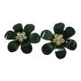Black Sparkling Flower Stud Earrings Super Price