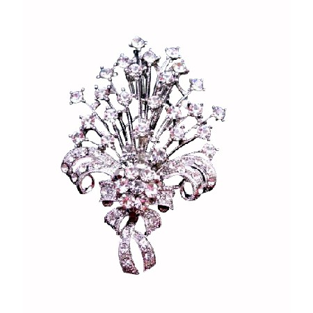 Sparkling Bouquet Brooch Fully Embedded with Simulated Diamond