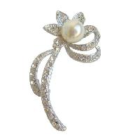 Small Sunflower Brooch Silver Casting Pin Brooch w/ Simulated Diamond Sparkling Pin Brooch New/Dainty