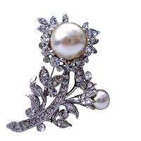 Wedding Brooch Bridal Jewelry Brooch Pearls Fully Embedded & Encrusted w/ Cubic Zircon Dress Brooch