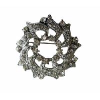 Cubic Zircon Brooch Simulated Diamond Round Brooch Sparkling Brooch Pin