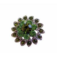 Flower Brooch New Silver Casting Flower Brooch w/ Peridot & Erinite Rhinestones Sparkling Green Pin Brooch