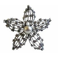 Artist Creative Brooch Superior Quality Flower Fully Embedded w/ Simulated Diamond 3 X 3 Inches Size Brooch
