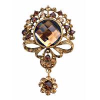Bridemaides Bridal Copper Gold Plated Brooch Gold Casting Artistically Designed Brooch Dangling Brooch