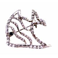 Silver Fish Brooch  Fully Decorated w/ Cubic Zircon & Black Eye