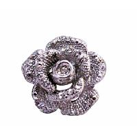 Silver Vintage Rose Brooch Embedded Decorated w/ Cubic Zirconh