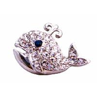 Dolphin Animal Brooch Silver Casting Fully Embedded w/ Cubic Zircon Brooch