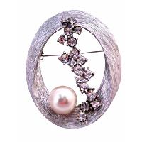 Thin Metal Wires Interwoven Oval Shaped Brooch NEW Bridal Bridemaids Wedding Cake Brooch W/ Sparkling Crystals Pearls