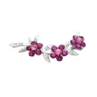 Fuschia & Rose Crystals Flower Silver Tone Brooch Dress Brooch