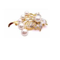 Pearls Brooch Bouquet Gold Framed Gift Bouquet Brooch