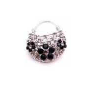 Stunning Purse Brooch Black Diamond & Jet Crystals Brooch