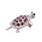 Turtle Pin Brooch Amethyst Crystals Sparkling Pin Brooch with Pendant New/Stunner