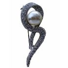 Dress Brooch Pearls Stud Brooch Pin Classy New!! BROOCH SILVER TONE JEWELRy & Embedded w/ CZ