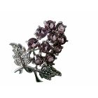 Elegant Gift Austrian Amethyst Crystals Tree Brooch Pin