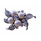 Cubic Zircon & Pearls Bridemades Wedding Dress Brooch Pin