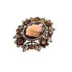 Copper Brooch Artistically Brooch Made w/ Small Flowers Sparkling Smoked Topaz Crystals Embedded