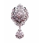Sparkling Simulated Diamond with Cubic Zircon Dangling Brooch