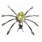 Stunning Silver Plated Lemon Crystals Spider Brooch Pin Gift