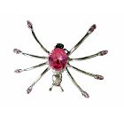 Beautiful Silver Plated Pink Crystals Spider Brooch Pin Gift