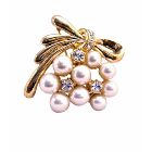 Pearls Gold Brooch Stylish Trendy w/ Cubic Zircon AFfordable Gold Brooch