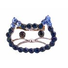 Sapphire Rhinestones Very Cute Kitty Face Brooch Jewelry