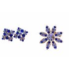 Sapphire Crystals Round Brooch & Earrings Perfect For Formal Dress