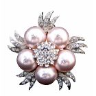 Lustrous Sleek Swarovski Rose Pearls Brooch Accessories
