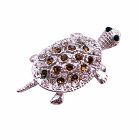 Silver Casting Turttle Pendant & Brooch with Smoked Topaz Crystals Cute Affordable Cheap Brooch Pendant