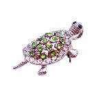 Peridot Crystals Pendant Brooch Silver Casting Turtle Pendant & Brooch with Peridot Inexpensive Very Cute Pendant Brooch