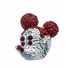 Cute Mickey Mouse Siam Red Crystals Sparkling Silver Casting Brooch