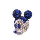 Sapphire Crystals Sparkling Silver Casting Cute Mickey Mouse Brooch