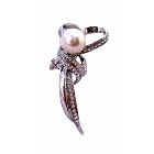 Cheap Wedding Brooch Heart Shaped Stem with Pearl Diamante Brooch Sparkling Cubic Zircon Bridesmaid Brooch