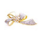 Wedding Dress Brooch Desinged Bow Brooch Gold with Diamonds Brooch